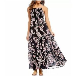 NEW Intimately Free People Garden Party Maxi Dress Black Pink Floral Womens M